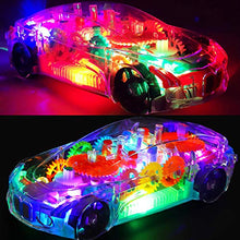 360-Degree Rotating Transparent Concept Racing Toy Car with 3D Flashing LED Lights & Music