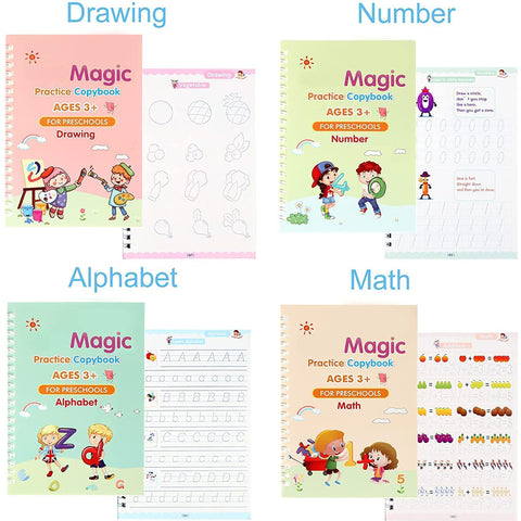 Preschooler's Sank Magic Practice Copybook Set - 4 Books, 1 Pen, 10 Refills