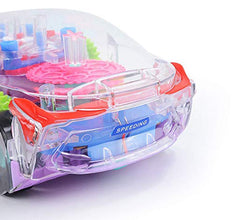 360-Degree Rotating Transparent Concept Racing Toy Car with 3D Flashing LED Lights & Music