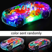 360-Degree Rotating Transparent Concept Racing Toy Car with 3D Flashing LED Lights & Music