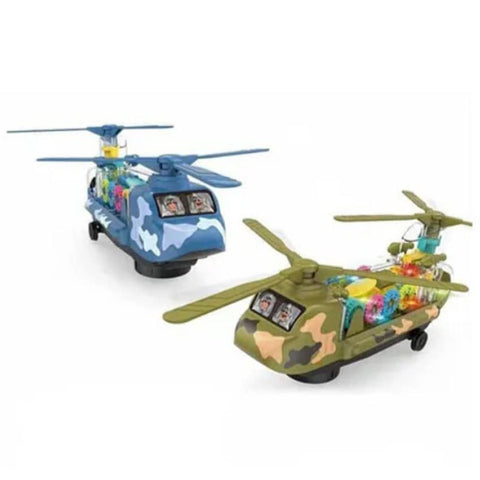 Multicolor 3D Gear Military Helicopter Toy for Kids