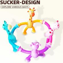 LED Telescopic Suction Cup Giraffe Fidget Toy - Sensory Tubes & Pop Tubes 4 Pcs Set