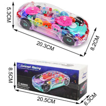 360-Degree Rotating Transparent Concept Racing Toy Car with 3D Flashing LED Lights & Music