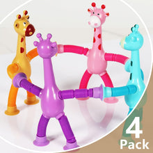 LED Telescopic Suction Cup Giraffe Fidget Toy - Sensory Tubes & Pop Tubes 4 Pcs Set