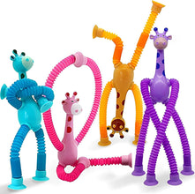 LED Telescopic Suction Cup Giraffe Fidget Toy - Sensory Tubes & Pop Tubes 4 Pcs Set