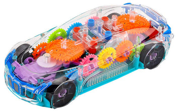 360-Degree Rotating Transparent Concept Racing Toy Car with 3D Flashing LED Lights & Music