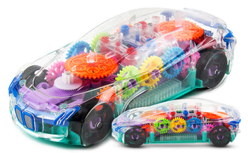 360-Degree Rotating Transparent Concept Racing Toy Car with 3D Flashing LED Lights & Music