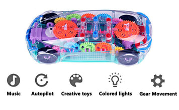 360-Degree Rotating Transparent Concept Racing Toy Car with 3D Flashing LED Lights & Music