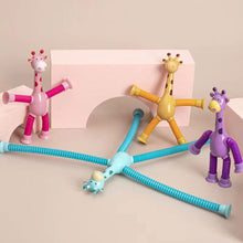 LED Telescopic Suction Cup Giraffe Fidget Toy - Sensory Tubes & Pop Tubes 4 Pcs Set