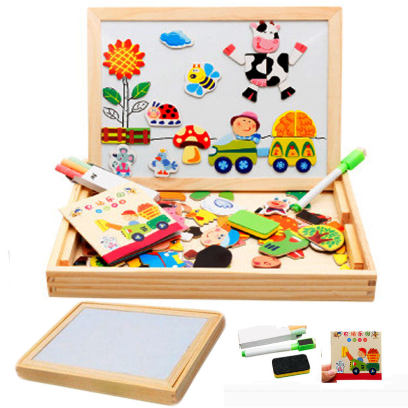 100+Pcs Wooden Multifunction Children Animal Puzzle Writing